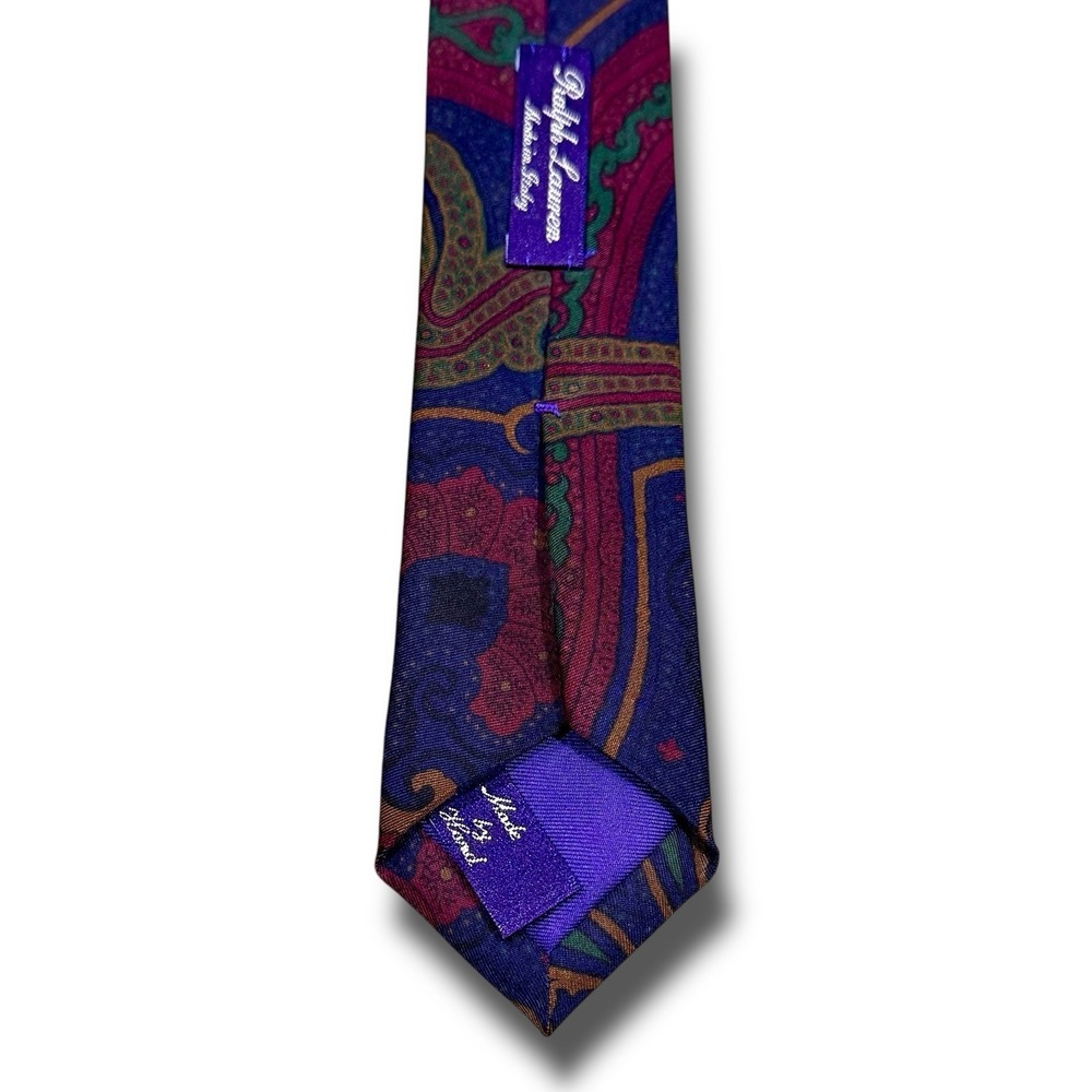 RALPH LAUREN Purple Label Tie Paisley 100% Silk Italy Handmade Luxury Necktie‎ - Picture 4 of 5